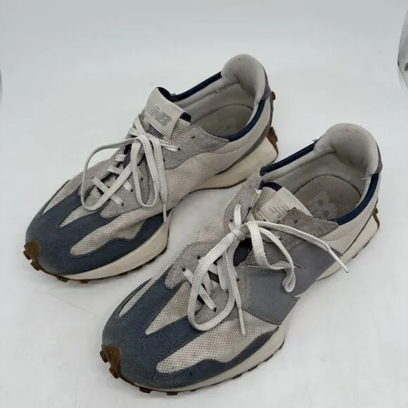 New Balance 327 Navy Blue Beige Suede Retro Low Running Shoes Sneakers Men Sz 10 - Picture 4 of 16